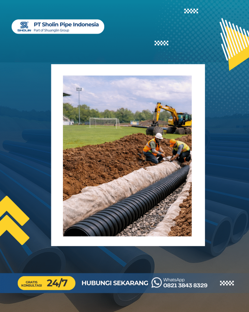 Drainase Lapangan Sering Gagal? Inilah Alasan Teknis Pipa HDPE Corrugated Perforated Jadi Standar Baru Proyek Modern