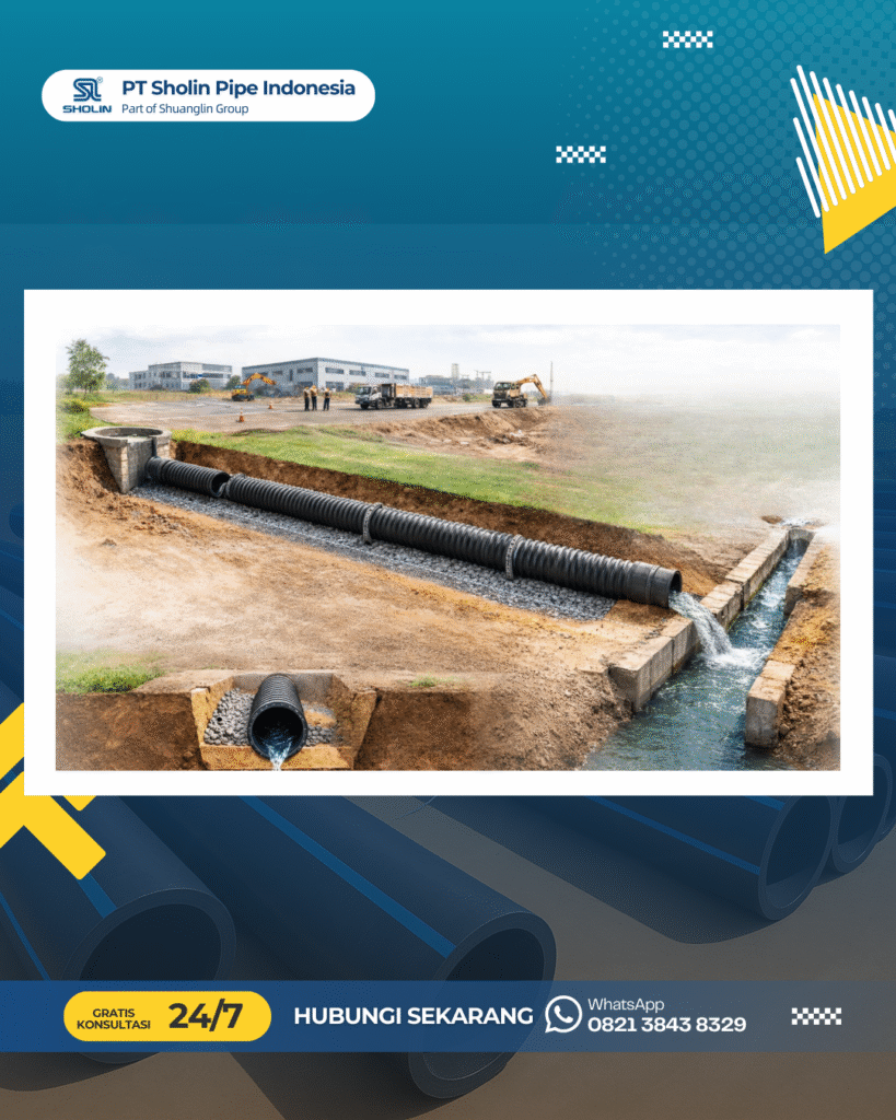 Zona Aman Kemiringan Pipa Drainase HDPE Corrugated: Mengapa 0,5%–1% Sering Digunakan dalam Praktik Desain?