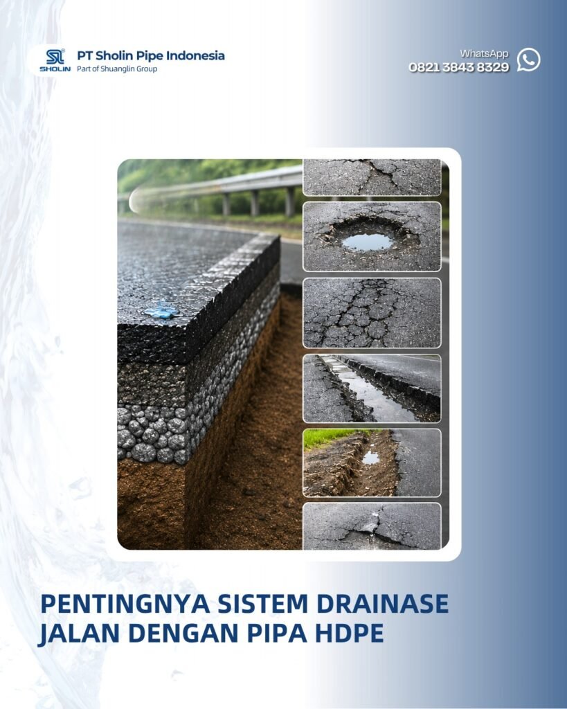 Air Penyebab Jalan Berlubang? Pentingnya Sistem Drainase Jalan dengan Pipa HDPE